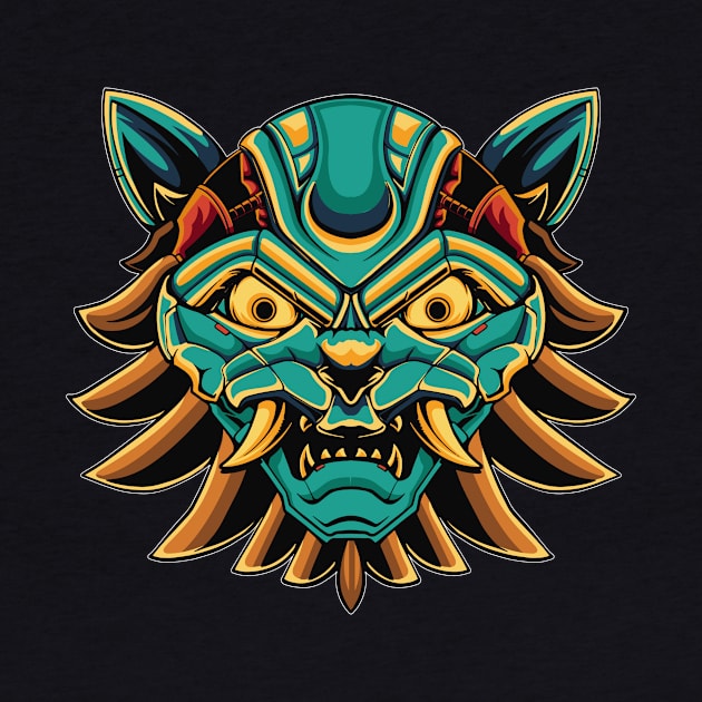 mecha cat mask robot illustration by Invectus Studio Store